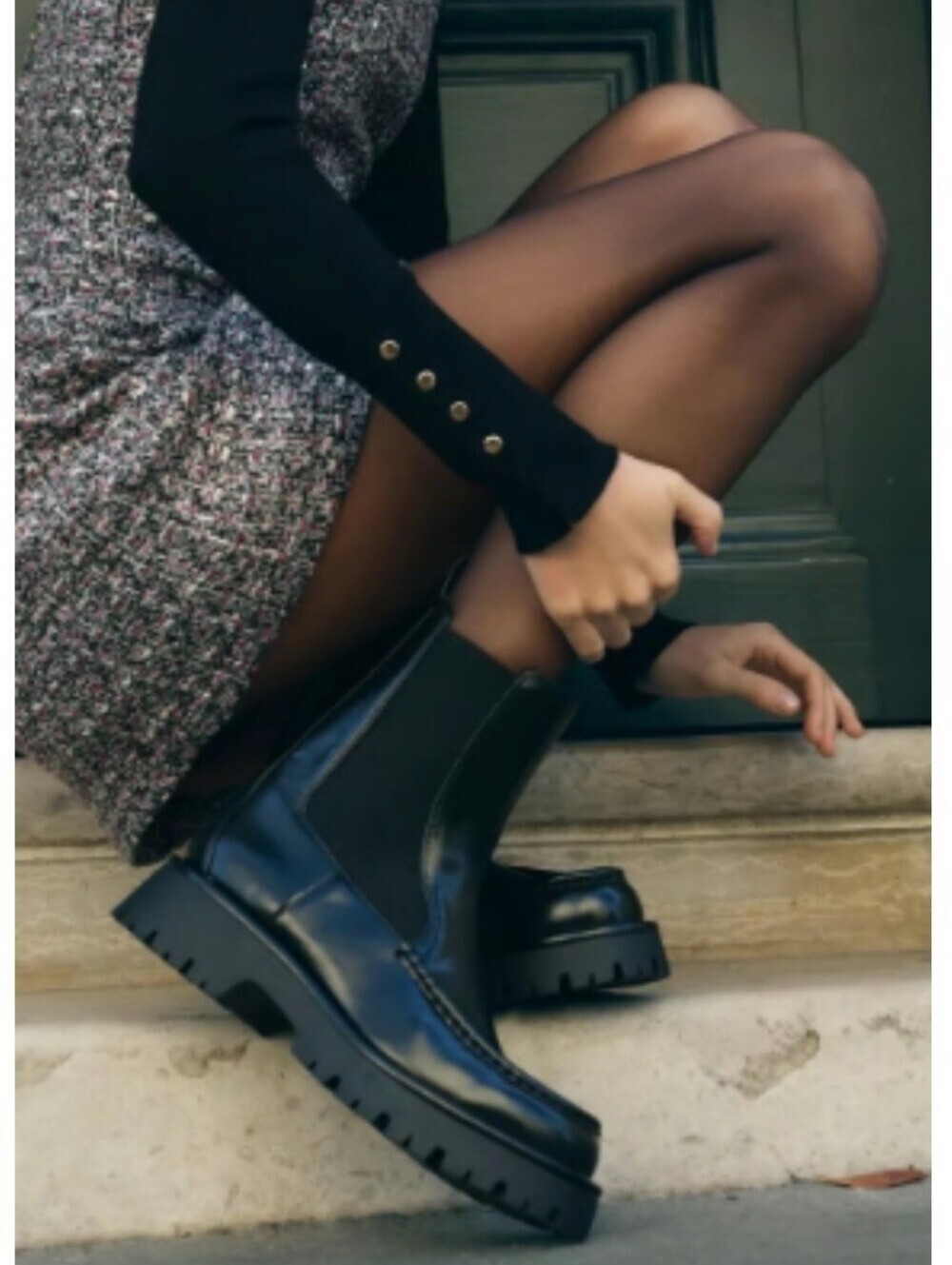 Zara Platform Ruched Ankle Chelsea Boots Size 35 NWOT